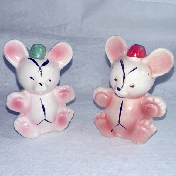 Vintage Ceramic Mouse Figurines Salt and Pepper Shakers,...